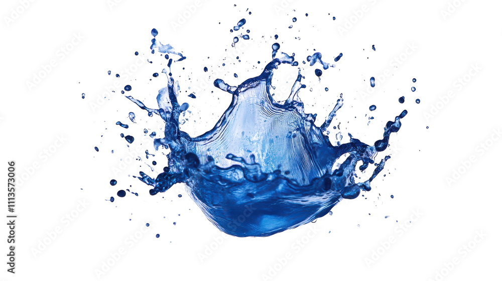 A vivid splash of blue water bursts forth, highlighting the elegance and turbulence of fluid motion against a stark white backdrop. This captures a moment of natural beauty in a creative way A vivid splash of blue water bursts forth, highlighting the elegance and turbulence of fluid motion against a stark white backdrop. This captures a moment of natural beauty in a creative way