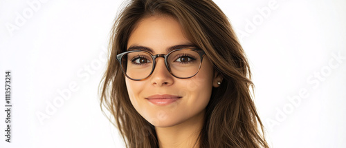 Wallpaper Mural Attractive Young Woman with Brown Hair Wearing Stylish Eyeglasses Torontodigital.ca