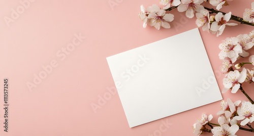 Young man posing against a pink background with cherry blossom decorations in...