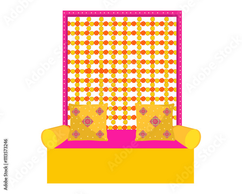 floral backdrop decoration for indian haldi mehendi sangeet ceremony function wedding decor 