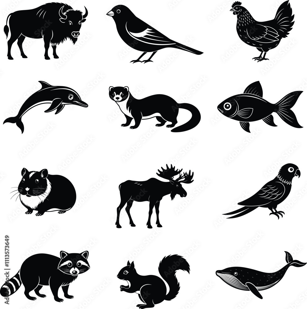Obraz premium Animals logos collection. Animal logo set. Icon design on white.
