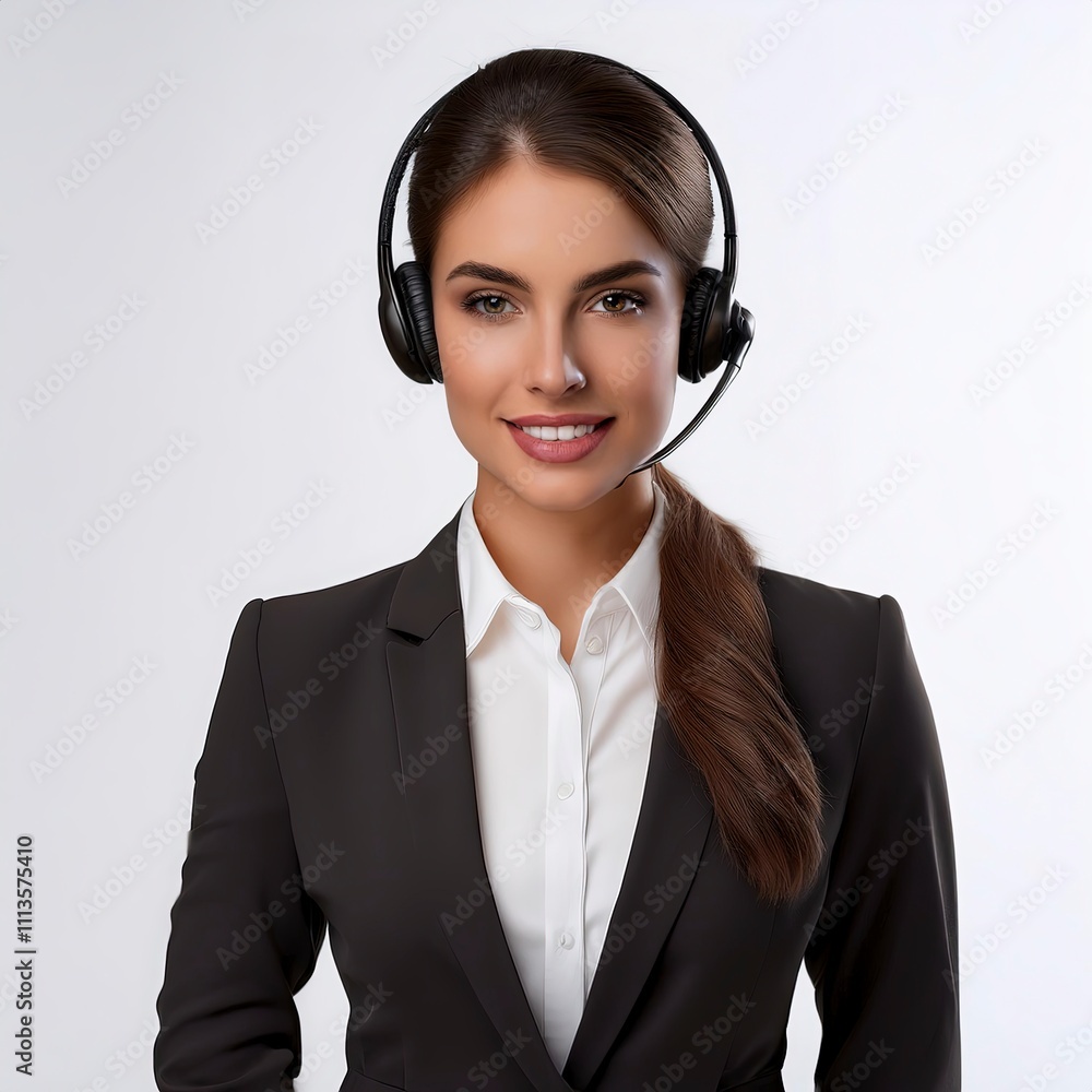 a smiling young female call center employee a smiling young female call center employee