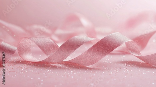 Soft pink ribbon with glittery background for celebration decor and crafts