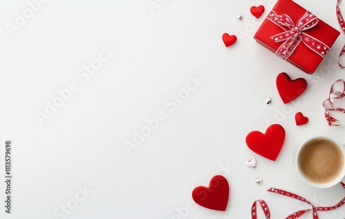 Warm beverages and heart decorations create a cozy atmosphere for a special o...
