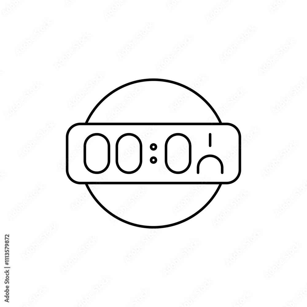 Outline Icon Digital Display clock - Digital display icon to display time numerically. Outline Icon Digital Display clock - Digital display icon to display time numerically.