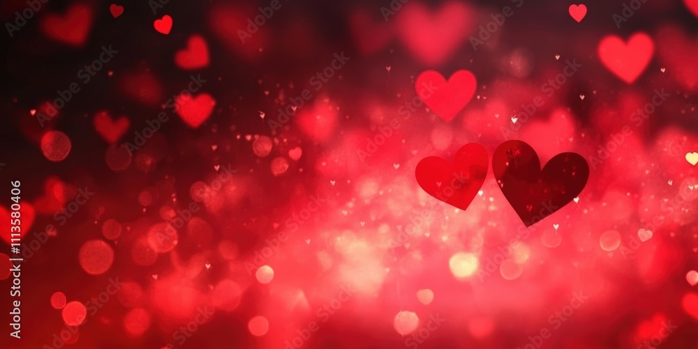 Abstract Background Banner for Valentine's Day with Floating Hearts and Bokeh Effect in Red and Pink Hues Ideal for Romantic Themes Abstract Background Banner for Valentine's Day with Floating Hearts and Bokeh Effect in Red and Pink Hues Ideal for Romantic Themes