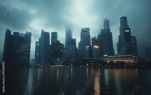 city skyline at night