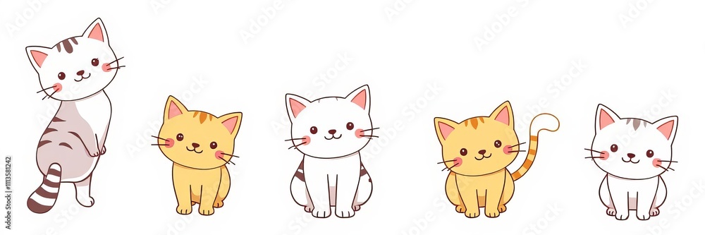 Fototapeta premium A collection of various cat vector graphics perfect for design projects, character, playful