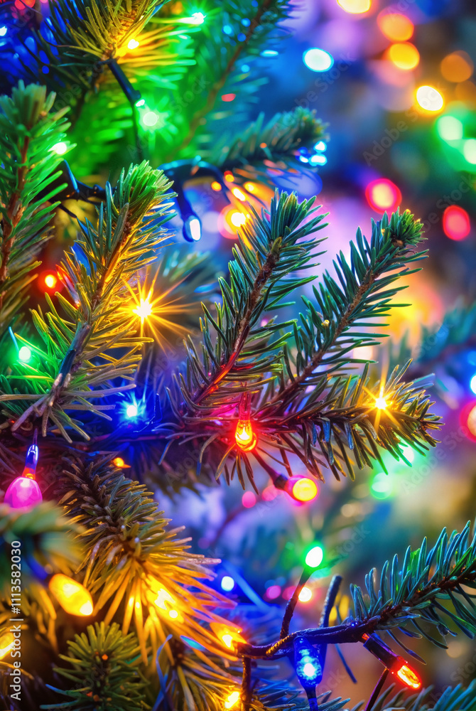 custom made wallpaper toronto digitalColorful Christmas tree with glowing fairy lights
