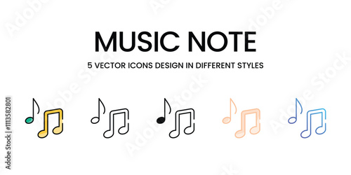 Music Note icons set in different style vector stock illustration