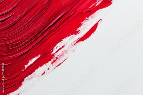 Bright red hair flowing gracefully across a white background in a striking vi...