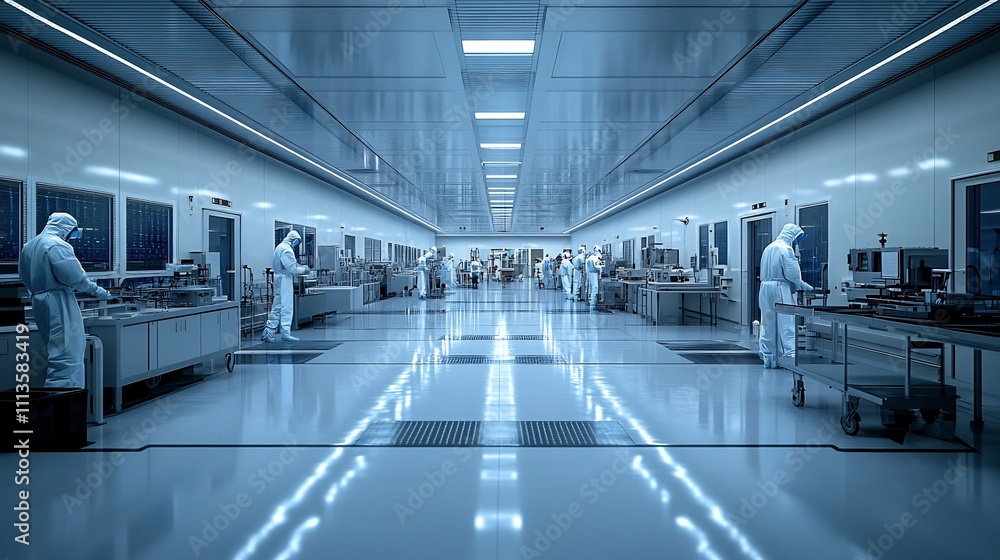 Futuristic Industrial Laboratory with High Tech Equipment and Precision Workspace Futuristic Industrial Laboratory with High Tech Equipment and Precision Workspace