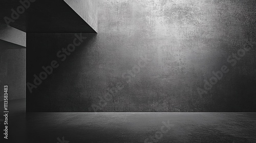 Minimalist Architectural Interior with Geometric Patterns and Dramatic Lighting