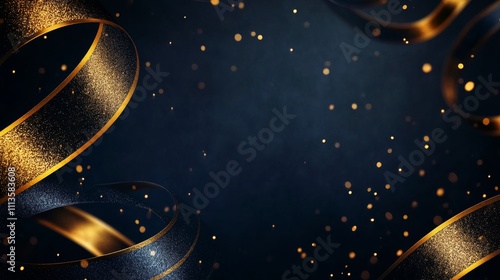 Golden ribbons and confetti create a festive atmosphere for celebration