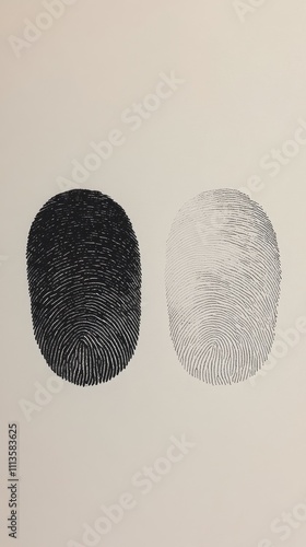 Unique fingerprint designs showcasing contrast between dark and light tones o...