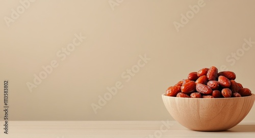 Bowl of dried fruit displayed on a neutral surface during a simple setting