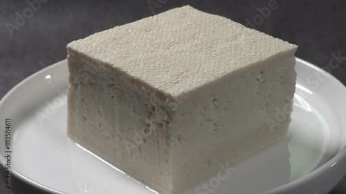 Tofu made by boiling soybeans. A healthy dish made from soybean. 
