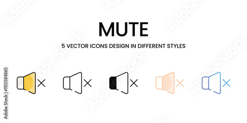 Mute icons set in different style vector stock illustration