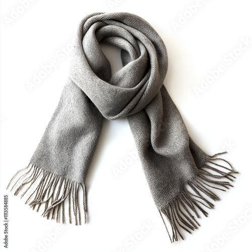 Women's winter grey scarf isolated on a white background photo