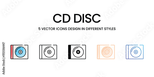 CD Disc icons set in different style vector stock illustration