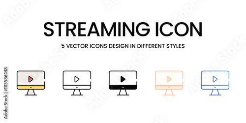 Streaming Icon icons set in different style vector stock illustration