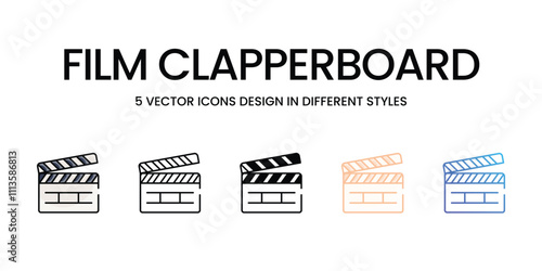 Film Clapperboard icons set in different style vector stock illustration