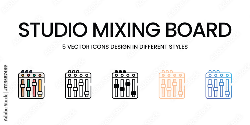 Studio Mixing Board icons set in different style vector stock illustration Studio Mixing Board icons set in different style vector stock illustration