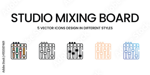 Studio Mixing Board icons set in different style vector stock illustration