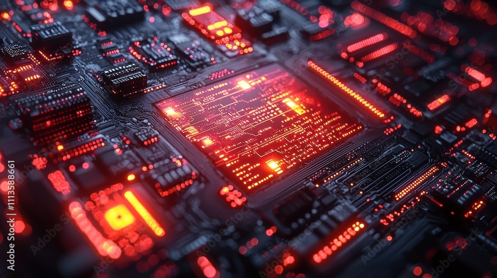 Vibrant Circuit Board Showcasing Advanced Digital Technology