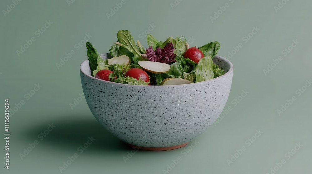 Fresh Green Salad with Cherry Tomatoes and Mixed Greens in a Decorative Bowl Fresh Green Salad with Cherry Tomatoes and Mixed Greens in a Decorative Bowl