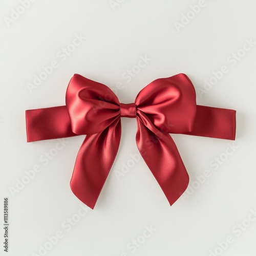 Beautiful red satin bow with long tails on a light background perfect for gif...
