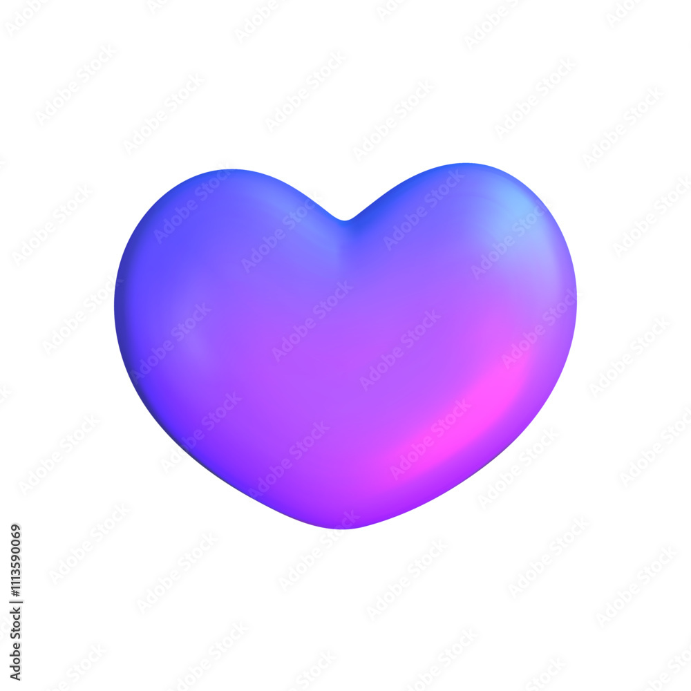 3D heart hologram gradient. 3d y2k chrome metal heart. Render vector holographic 3D heart hologram gradient. 3d y2k chrome metal heart. Render vector holographic