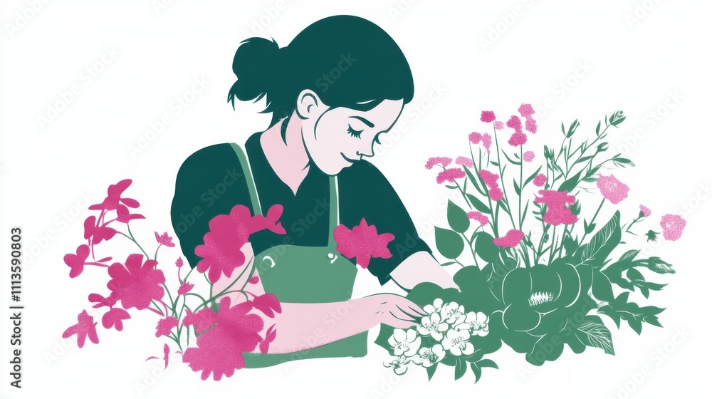 A florist creating a bouquet with vibrant flowers for a special occasion A florist creating a bouquet with vibrant flowers for a special occasion