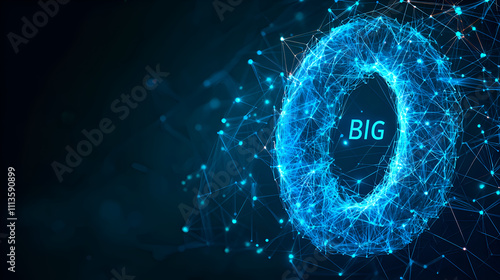 Big O Notation Abstract Design in Neon Blue for Technology and Data Analysis