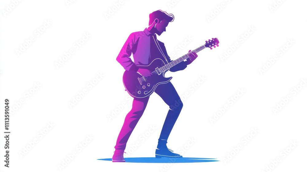 A musician playing a guitar, captivating the audience with melody A musician playing a guitar, captivating the audience with melody