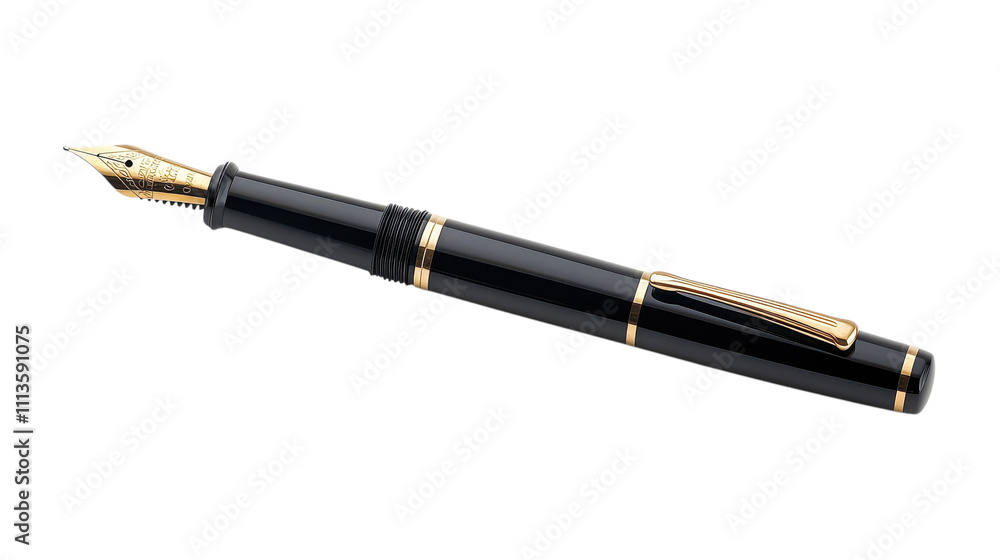 Crafted from polished black material, this exquisite fountain pen features stunning gold accents that catch the light, perfect for elegant writing. Ideal for creative endeavors Crafted from polished black material, this exquisite fountain pen features stunning gold accents that catch the light, perfect for elegant writing. Ideal for creative endeavors