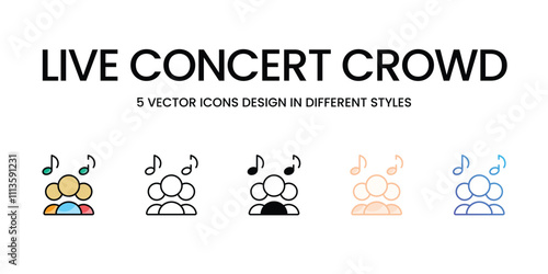 Live Concert Crowd icons set in different style vector stock illustration