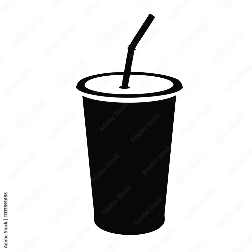 A black cup with a straw in it A black cup with a straw in it