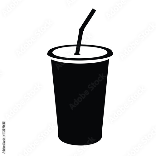 A black cup with a straw in it