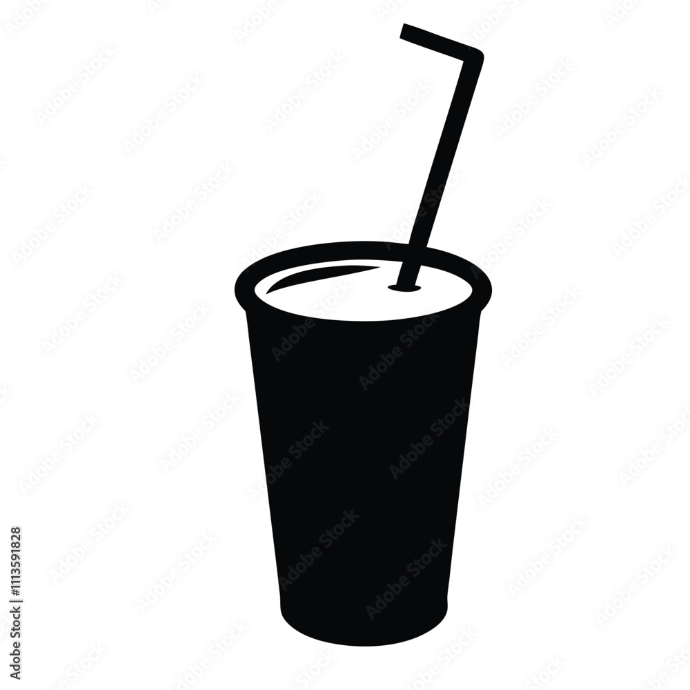 A black cup with a straw in it A black cup with a straw in it