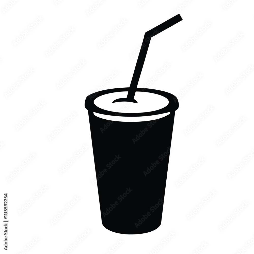 A black cup with a straw in it A black cup with a straw in it