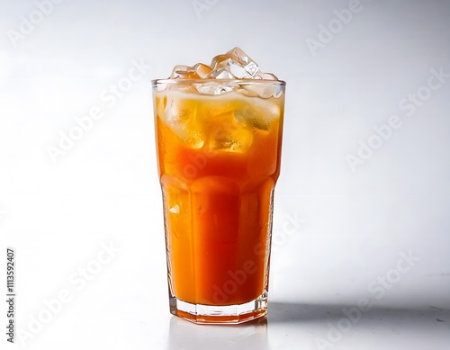 Wallpaper Mural Glass of Thai iced tea with ice cubes and creamy milk layer, close-up shot. Traditional drink concept
 Torontodigital.ca
