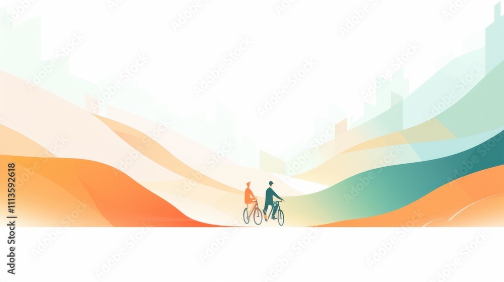 A couple riding bicycles together on a scenic path A couple riding bicycles together on a scenic path