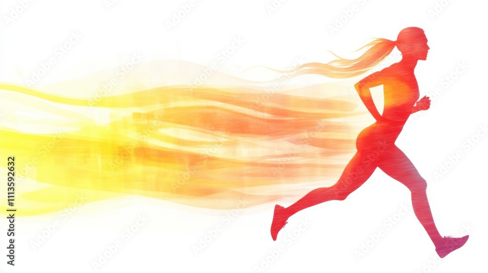 An athlete running a marathon, focused on the finish line An athlete running a marathon, focused on the finish line