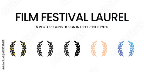 Film Festival Laurel icons set in different style vector stock illustration