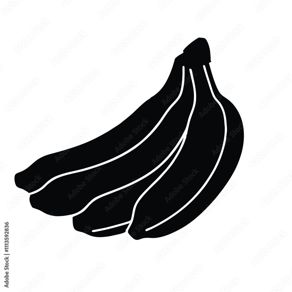 Three bananas are shown in a black and white photo Three bananas are shown in a black and white photo