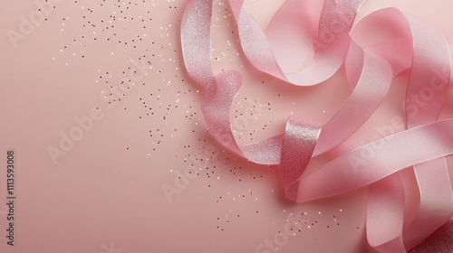 Soft pink ribbon with glittery background for celebration decor and crafts