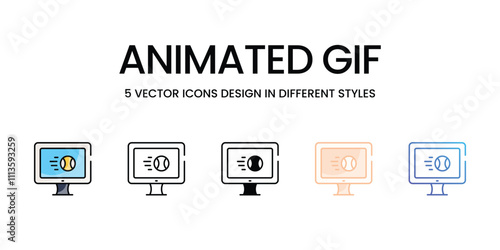 Animated GIF icons set in different style vector stock illustration