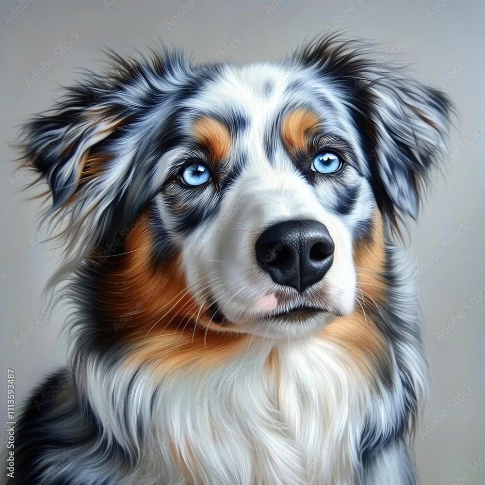Blue Merle Australian Shepherd portrait. Blue Merle Australian Shepherd portrait.