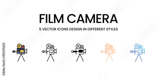 Film Camera icons set in different style vector stock illustration